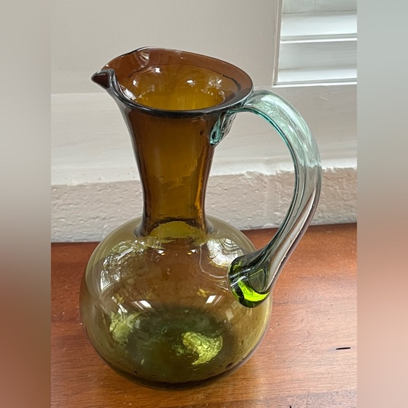 Multicolor vintage West Virginia glass pitcher - hand blown glass - Blenko? - Picture 3 of 11